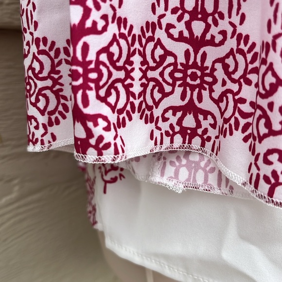 Red and white Calcutta style print blouse - Picture 6 of 11